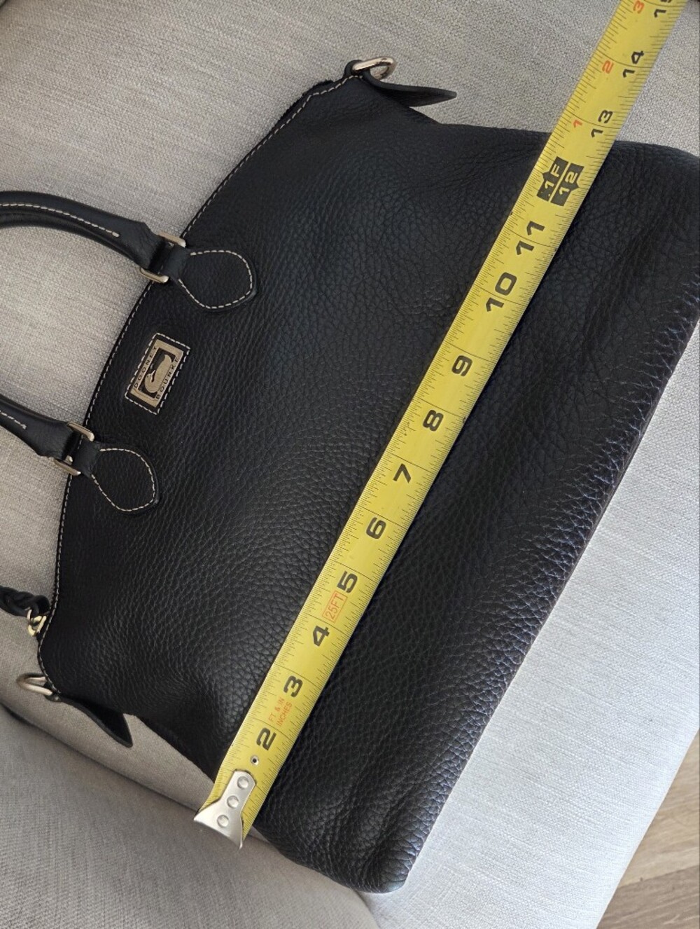 Dooney & Bourke Black Pebbled Leather Satchel Handbag Purse Large VTG - Picture 12 of 16